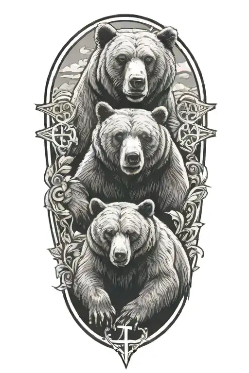 Father And Son Bear With Cross