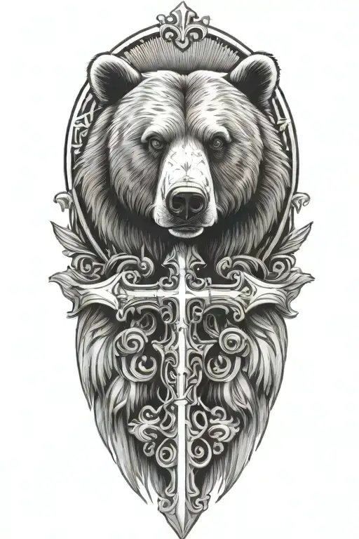 Bear With Cross Surrounded