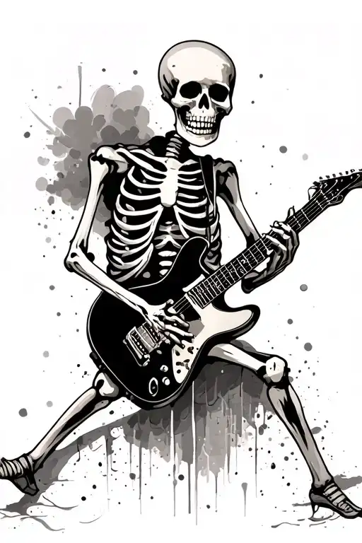 Skeleton Playing Guitar