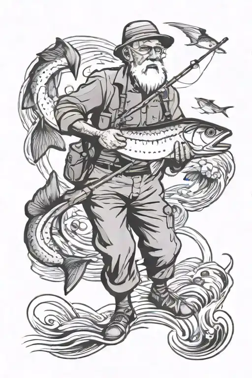 Fishing Grandpa Walking