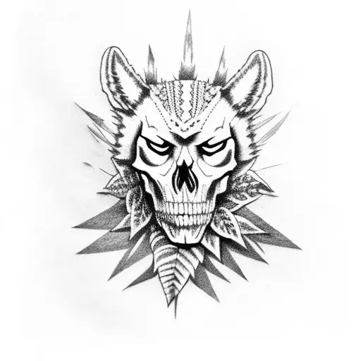 Apache Skull Wolf Ferns Sleeve