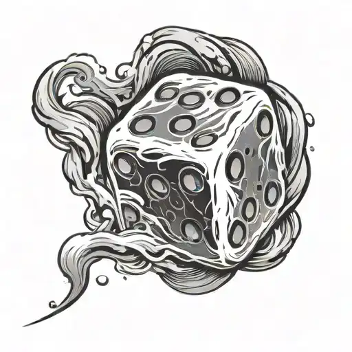 A Dice Rolling With Smoke Forming A Mysterious Figure