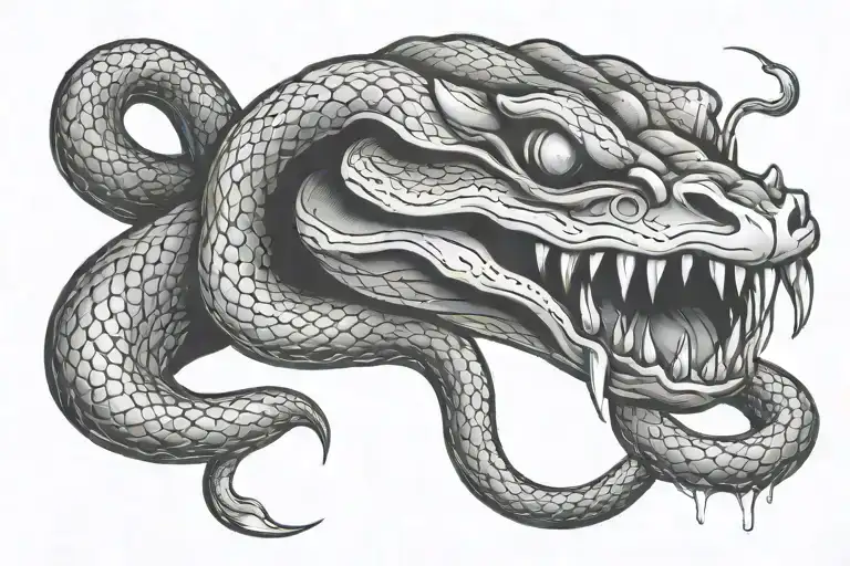 Large Snake Dripping Poison From Its Mouth