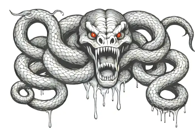 Large Snake Dripping Poison From Its Mouth