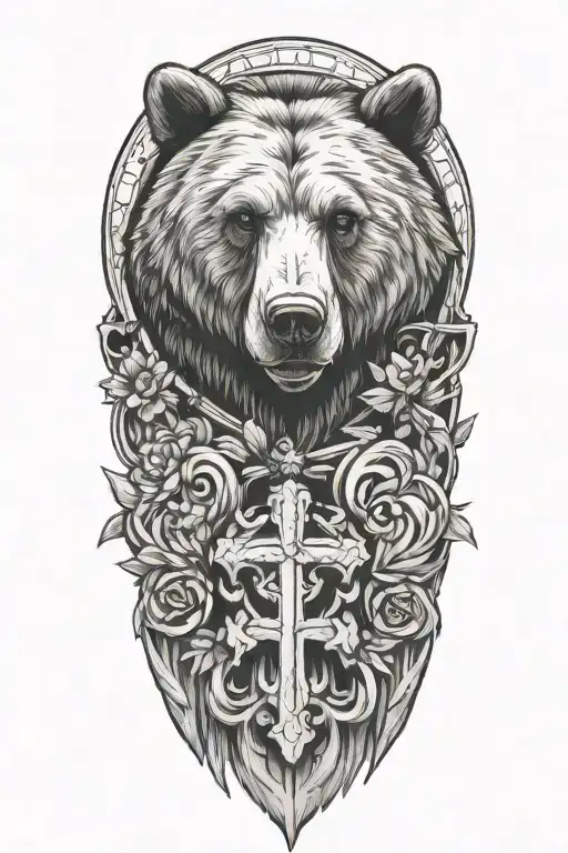 Bear With Christian Cross Incorporated