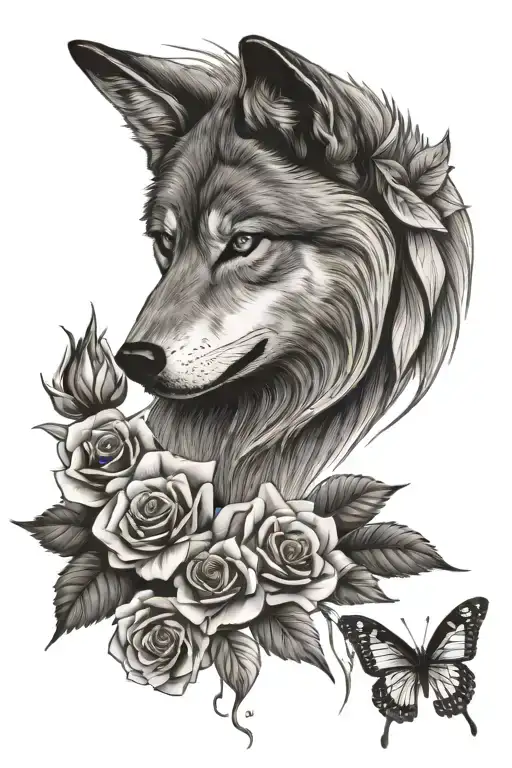 Wolf Butterfly Rebirth Rose