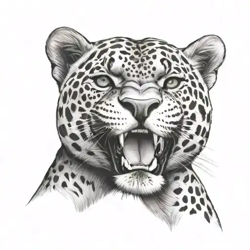 Black Jaguar Front Face Drawn