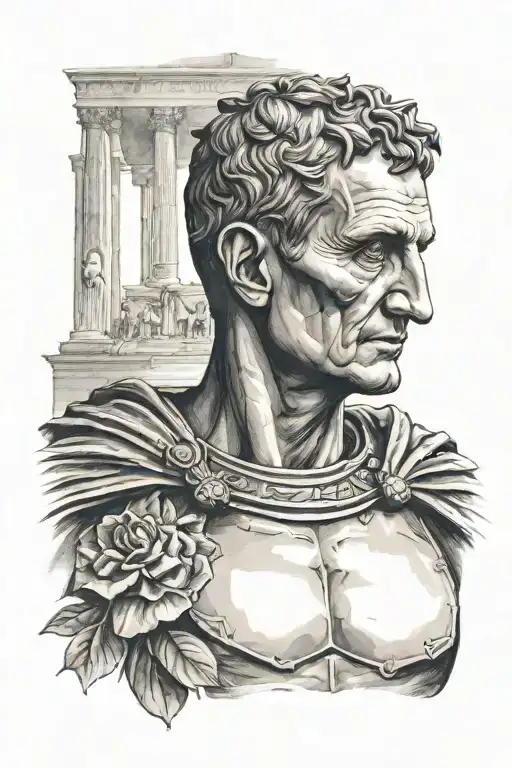 Imposing Julius Caesar With Colliseum Background
