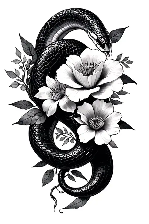 Snake And Flowers