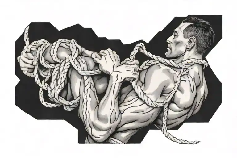 Man Tied To Three Rocks By Rope