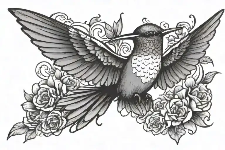 Humming Bird Spread Wings Spread Wide