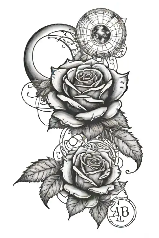 Dead Roses And Moon Phases Intertwined