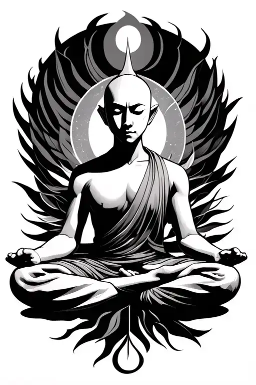 Aang Meditating Figure Surrounded