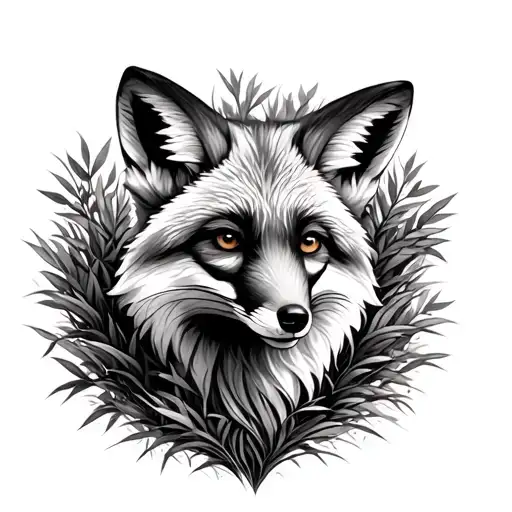 Realistic Fox Coming Out Of Thick Bushes