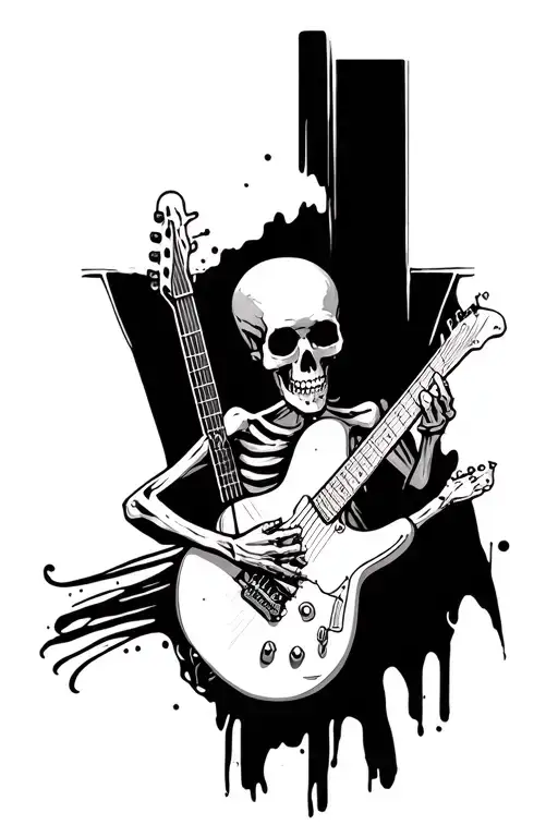 Skeleton Playing Guitar