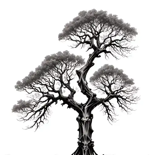 Desolate Tree Skeleton Fine Line No Background