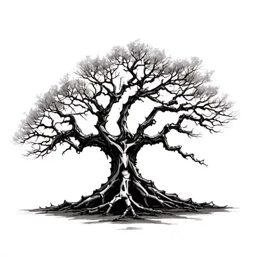 Thin Desolate Tree Skeleton Fine Line No Background