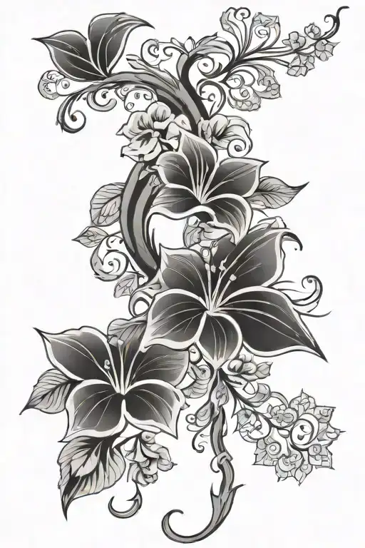 Flowers On A Vine Winding