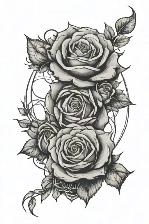 Roses And Moon Phases Intertwined