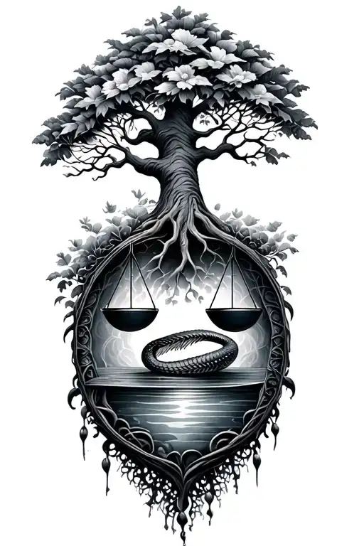 Tree Of Life With Balance Scales