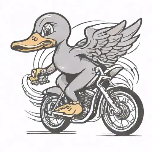 Cartoon Duck On A Road Bike Racing Soft Features Outline