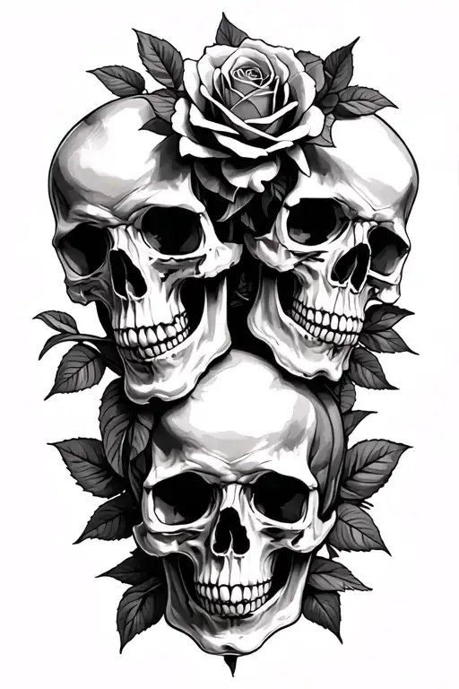 Skulls And Roses Entwined