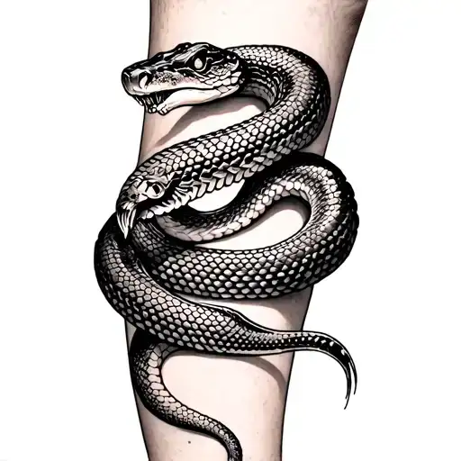 Snake Wrapping Caviar On The Leg