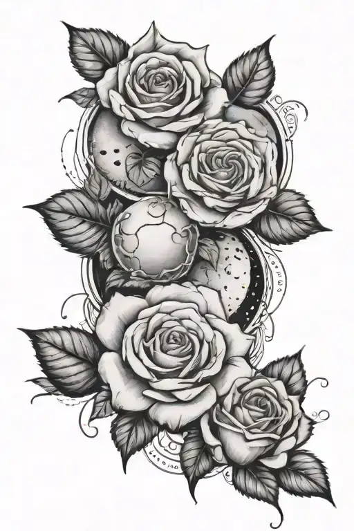 Roses And All The Phases Of The Moon Merging Together