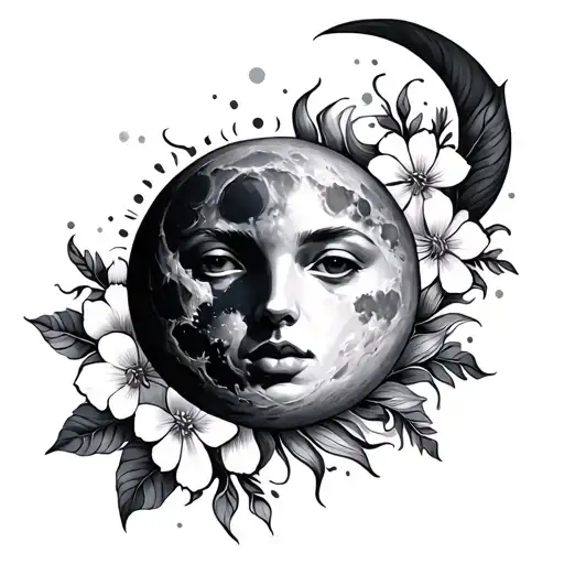 The Moon And The Sun With Flowers