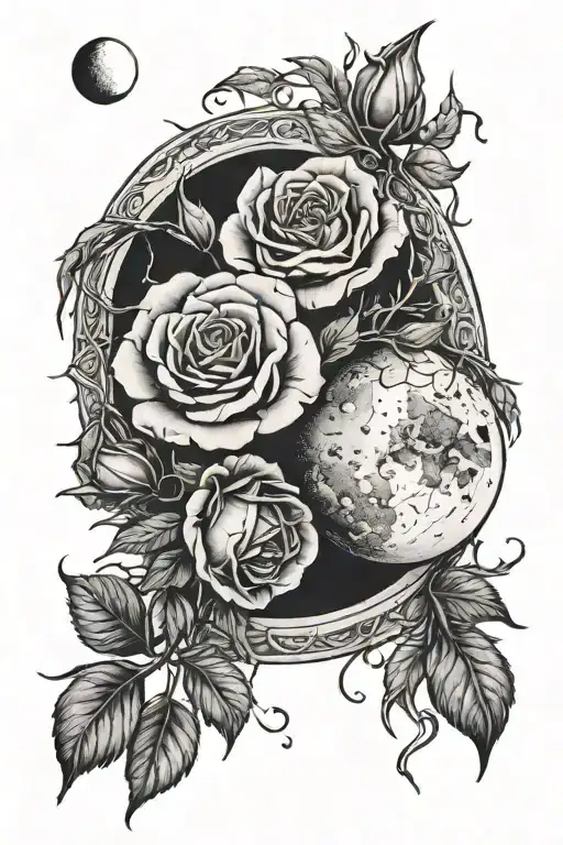 Withered Roses Full Moon New Moon Quarter Moon And Half Moon All Merging Together