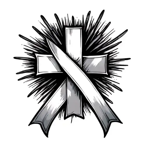 Cross With Cancer Ribbon