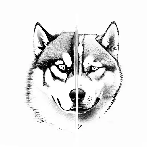 Siberian Husky Leading A Hiker Through A Forest