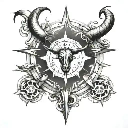 Taurus With Capricorn Rising With Compass Rose Intertwined