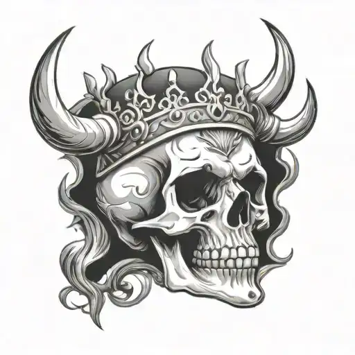 Skull With Horns In The Crown
