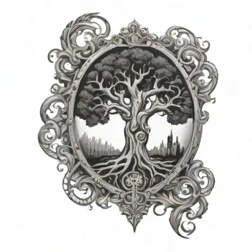 Tree Of Life With Gothic Scroll