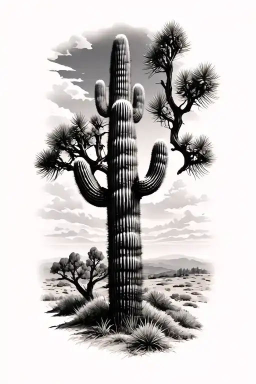 One Side Saguaro Other Side Pine Tree