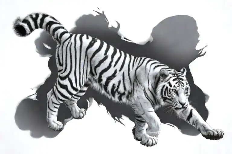 White Tiger Walking