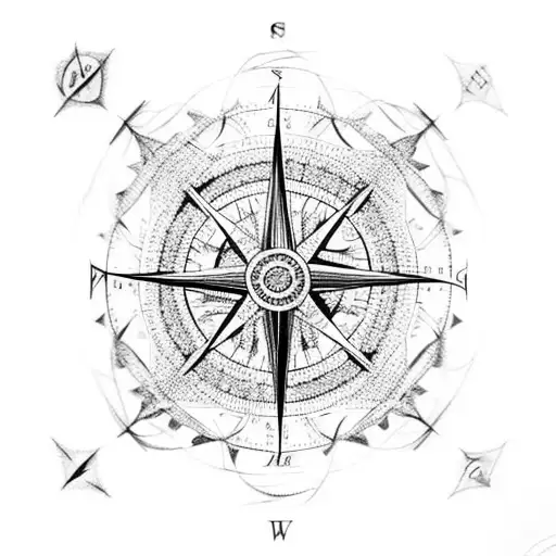 An Intricate Compass Rose With A Mountain Range As The Backdrop
