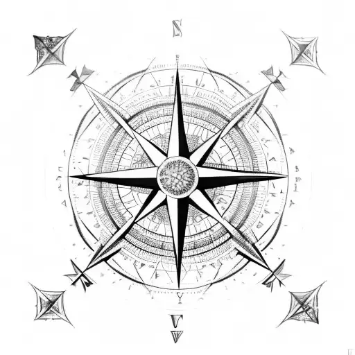 An Intricate Compass Rose With A Mountain Range As The Backdrop