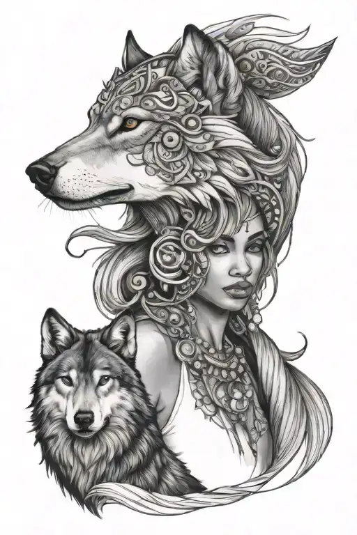 Half Wolf Half Black Woman