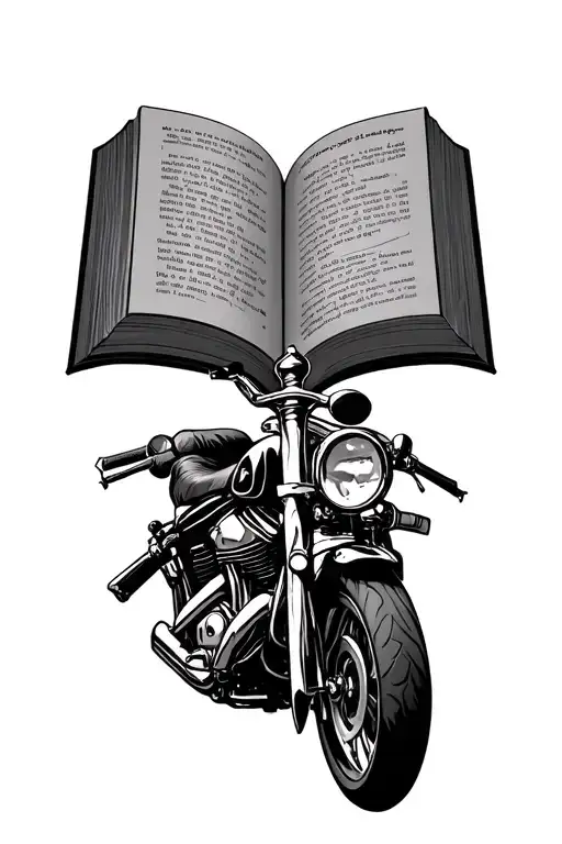 Motorcycle And Book Open With Sword Piercing