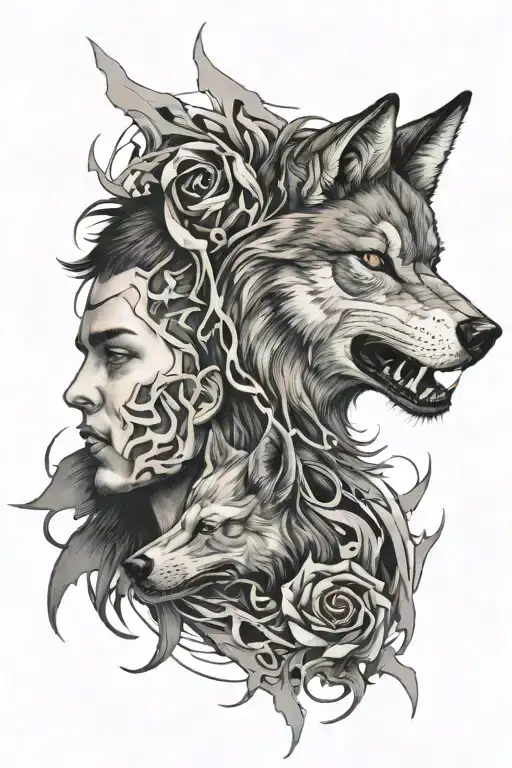 Broken Face With Wolf Inside
