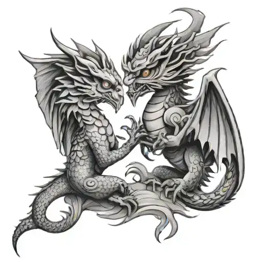 Dragon And Owl Fighting Each Other