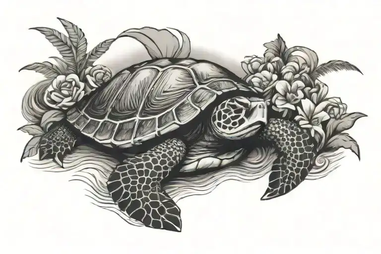 Aloha With Turtle Swimming