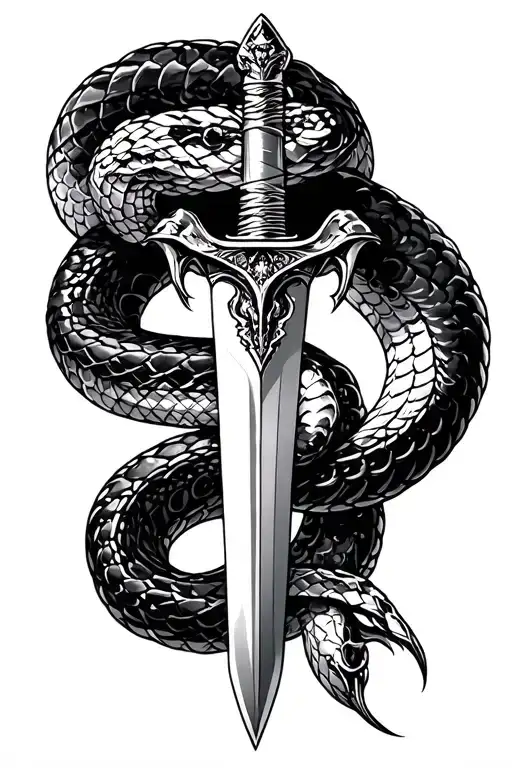 Snake And Dagger Surrounded