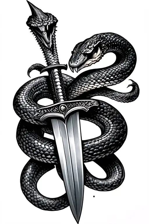 Snake And Dagger Surrounded