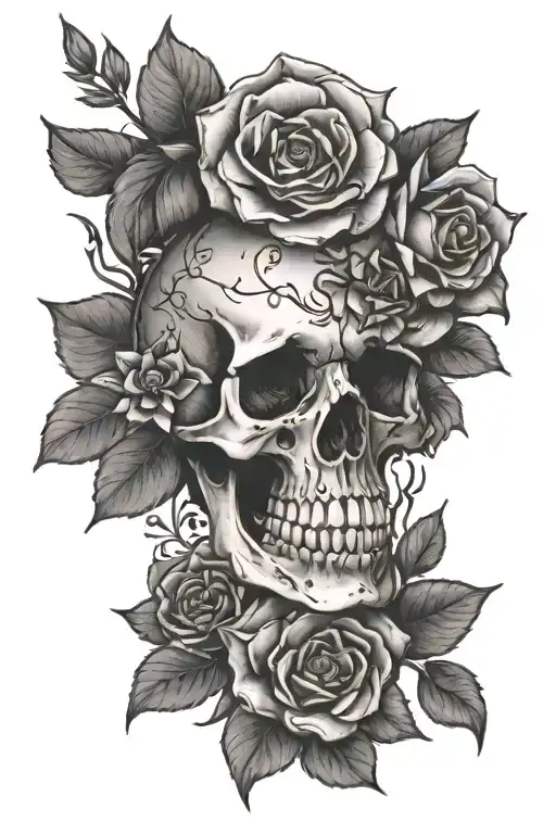 Flowers And Skeleton