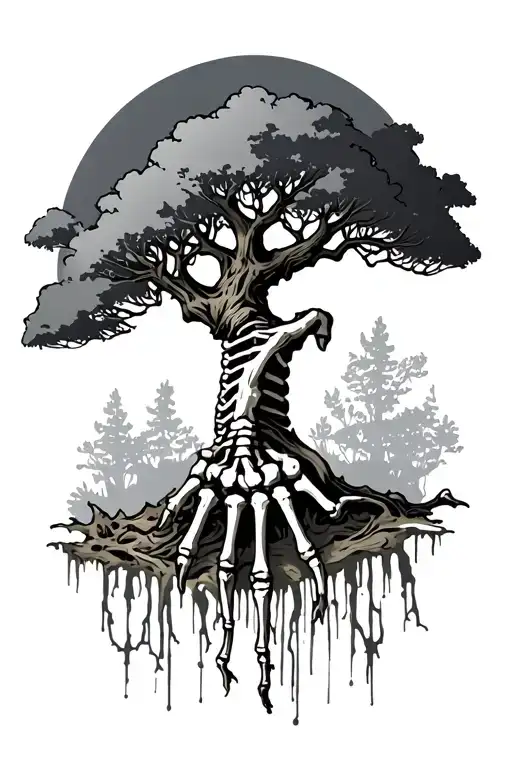 Tree And Skeleton Hand