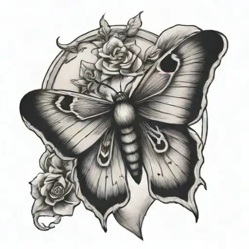 Moth With Crescent Moon