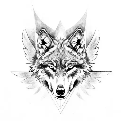 Wolf Head With Wings And Arrows